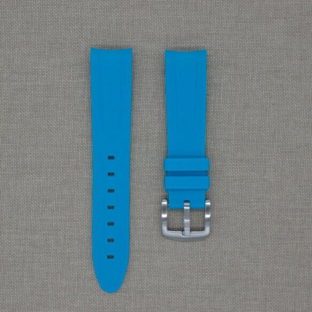 Tempomat 21mm Blue Rubber Strap Fits Rolex Submariner 41mm Explorer Ii